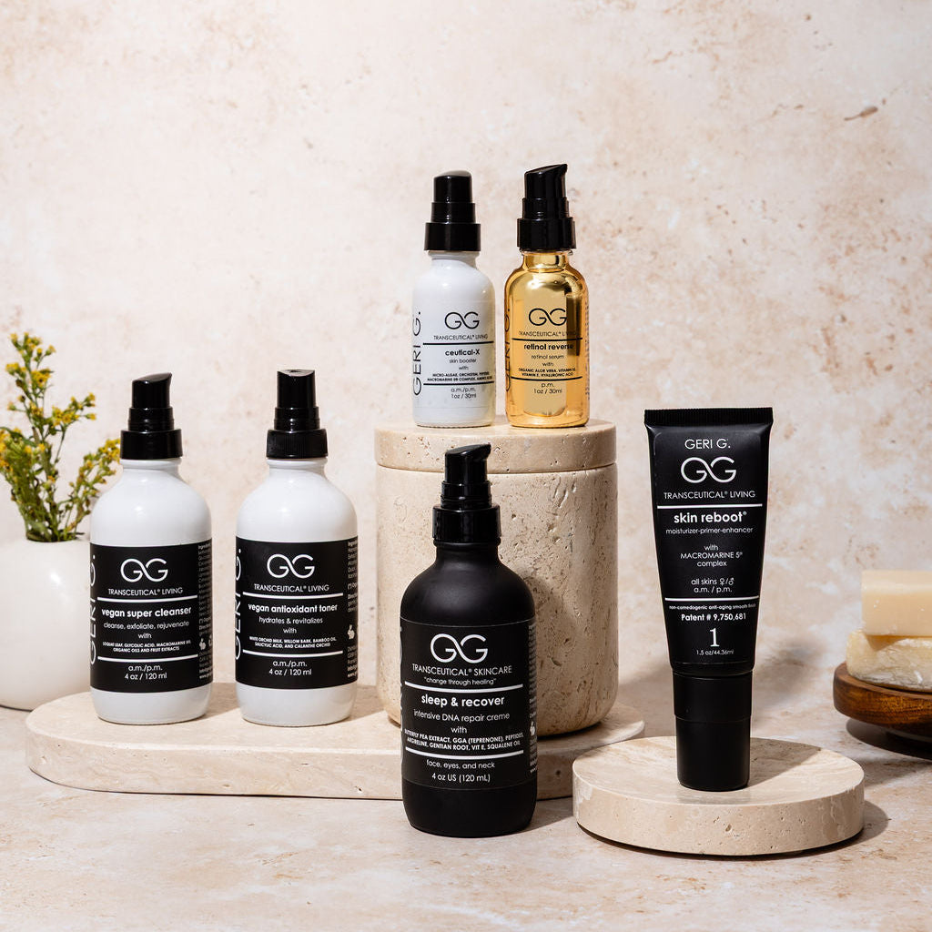 Collection of Geri G Evening products on a neutral background