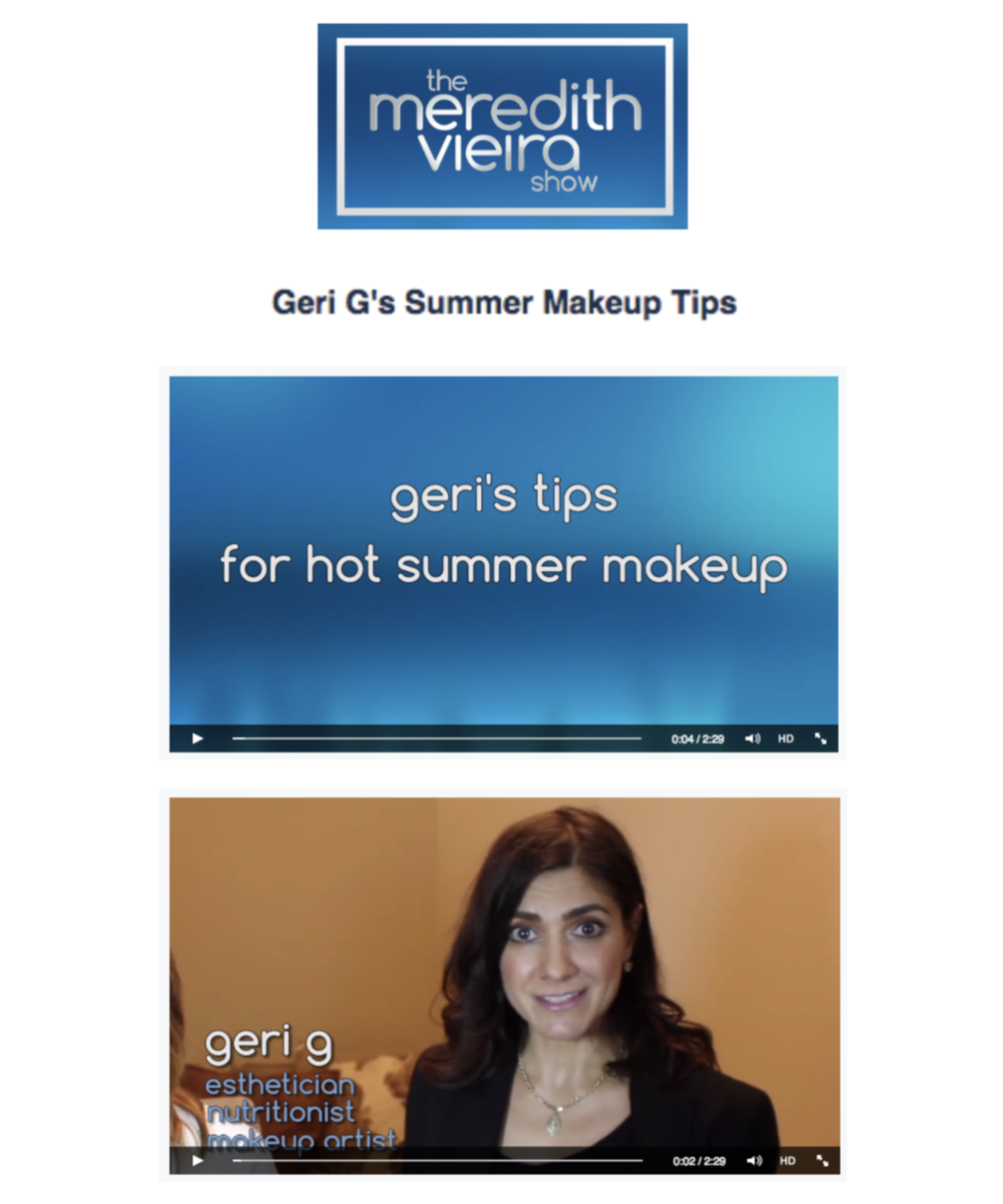 Geri G Skincare writeup on the Meredith Vieira Show