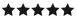 Five black five-star ratings aligned horizontally on a plain white background.