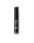 Tinted brow gel with black and brown packaging on a white background